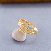 14K Solid Gold Olive Leaf Ring Y134