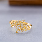14K Solid Gold Olive Leaf Ring Y134
