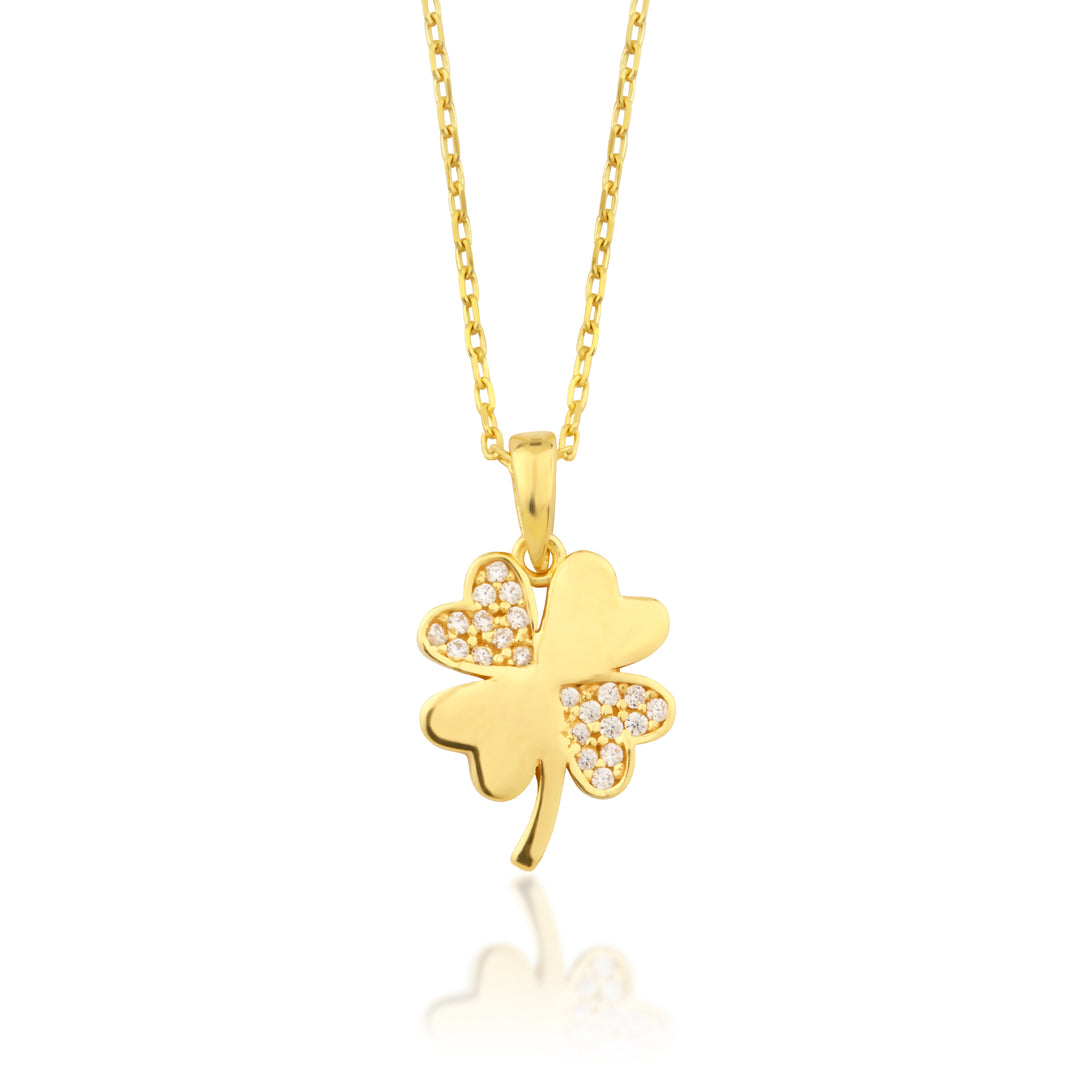14K Solid Gold Clover Necklace K139