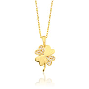 14K Solid Gold Clover Necklace K139
