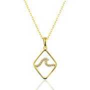 14K Solid Gold Wave Necklace K140