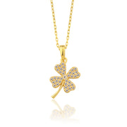 14K Solid Gold Clover Necklace K141