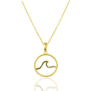 14K Solid Gold Wave Necklace K142
