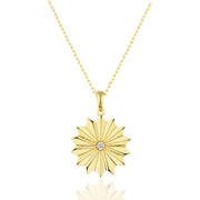 14K Solid Gold Sun Necklace K143