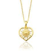 14K Solid Gold Sun Necklace K147