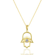 14K Solid Gold Hamsa Necklace K148