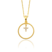 14K Solid Gold Cross Necklace K155