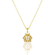 14K Solid Gold Crown Necklace K160