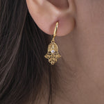 Load image into Gallery viewer, 14K Solid Gold Hamsa Earrings E23
