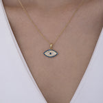 Load image into Gallery viewer, 14K Solid Gold Evil Eye Necklace K93
