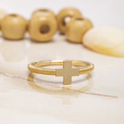 14K Solid Gold Cross Ring Y84