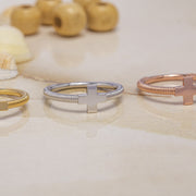 14K Solid Gold Cross Ring Y84