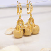 14K Solid Gold Hamsa Earrings E23