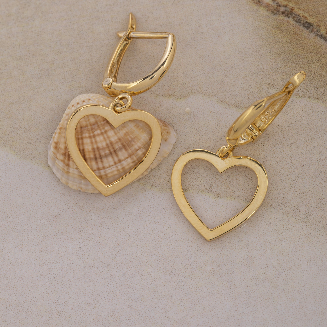 14K Solid Gold Heart Earrings E22