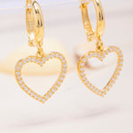 Load image into Gallery viewer, 14K Solid Gold Stone Heart Earrings E21
