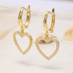 Load image into Gallery viewer, 14K Solid Gold Stone Heart Earrings E21
