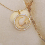 Load image into Gallery viewer, 14K Solid Gold Moon Star Necklace K96
