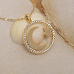 Load image into Gallery viewer, 14K Solid Gold Moon Star Necklace K96
