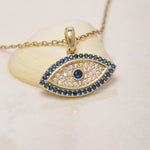 Load image into Gallery viewer, 14K Solid Gold Evil Eye Necklace K93
