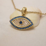 Load image into Gallery viewer, 14K Solid Gold Evil Eye Necklace K93
