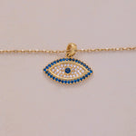 Load image into Gallery viewer, 14K Solid Gold Evil Eye Necklace K93
