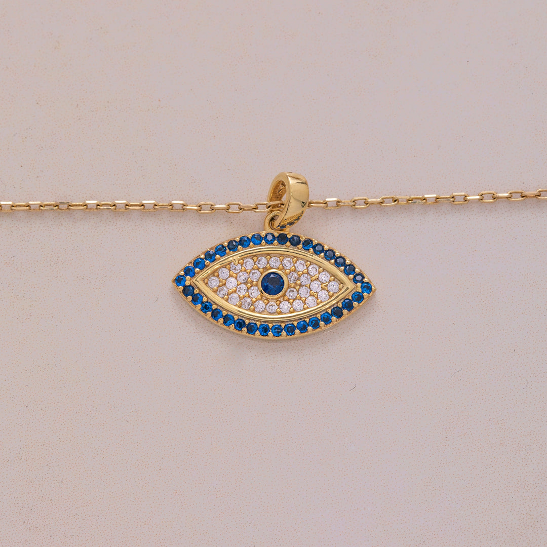 14K Solid Gold Evil Eye Necklace K93