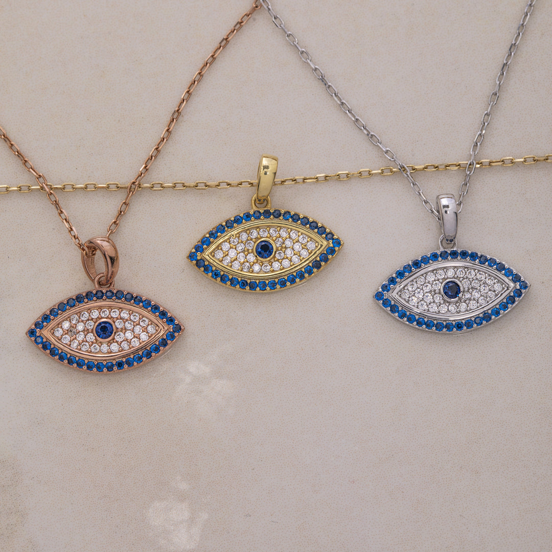 14K Solid Gold Evil Eye Necklace K93