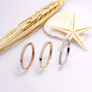 14K Solid Gold Row Stone Ring Y1