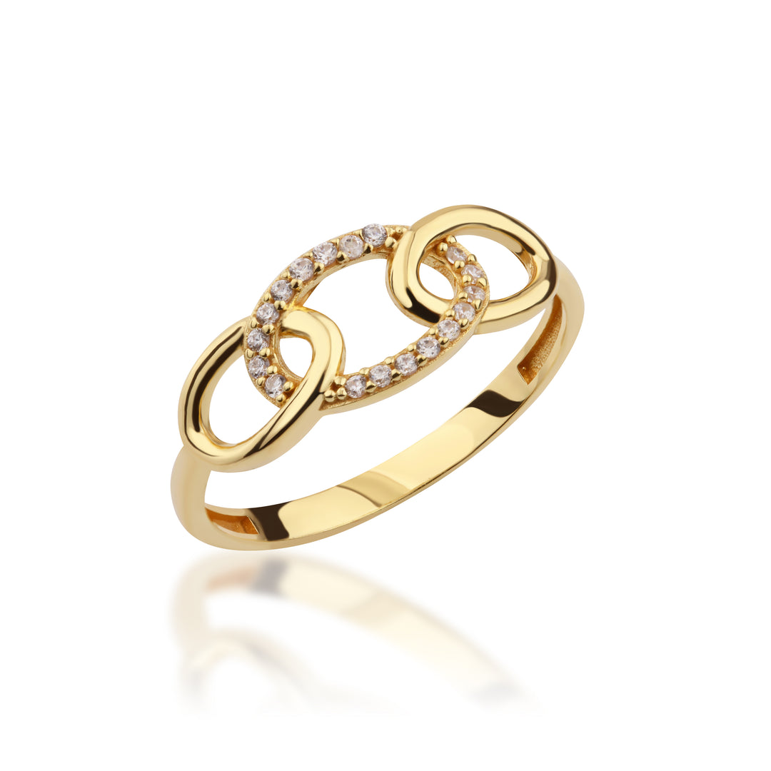 14K Solid Gold Chain Ring Y309