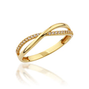 14K Solid Gold Criss Cross Ring Y312