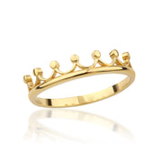 14K Solid Gold Thin Crown Ring Y315
