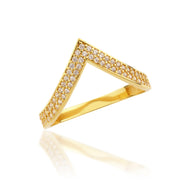 14K Solid Gold V Ring Y317