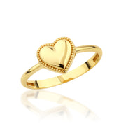 14K Solid Gold Heart Ring Y318