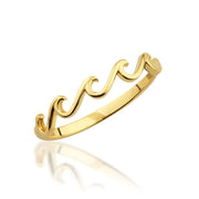 14K Solid Gold Wave Ring Y319