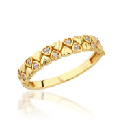 14K Solid Gold Band Heart Ring Y320