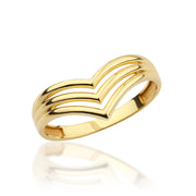 14K Solid Gold V Ring Y321
