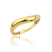 14K Solid Gold Curved Dome Ring Y329