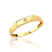 14K Solid Gold Rectangular Signet Ring Y334