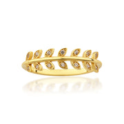 14K Solid Gold Olive Leaf Ring Y335