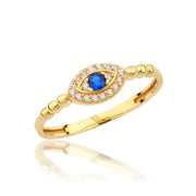 14K Solid Gold Evil Eye Ring Y337