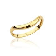 14K Solid Gold Curved Dome Ring Y339