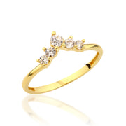 14K Solid Gold V Ring Y340