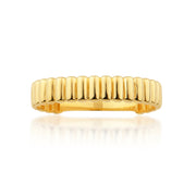 14K Solid Gold Vertical Lines Band Ring Y341