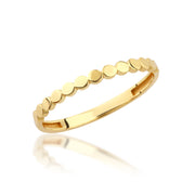 14K Solid Gold Bead Flat Circle Ring Y346