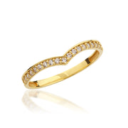 14K Solid Gold V Ring Y348