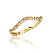14K Solid Gold Wave Ring Y350