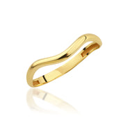 14K Solid Gold Chevron Curved Dome Ring Y351