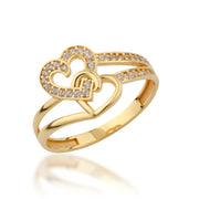 14K Solid Gold Band Heart Ring Y355