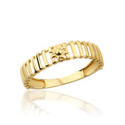 14K Solid Gold Band Sun Ring Y356