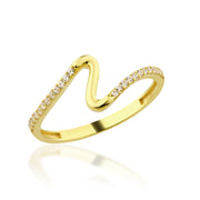 14K Solid Gold Wave Ring Y362
